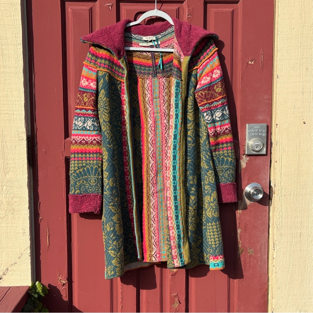 IVKO Multicolor Wool Floral Print Full Zip Jacket with Pleats Size 38 (Small) - Picture 3 of 4
